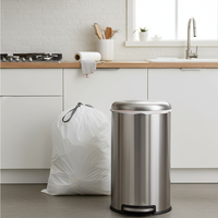 Sacs poubelles en plastique PE blancs jetables portables personnalisés avec cordon de serrage, non parfumés, pour poubelles