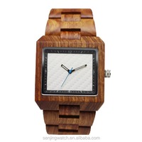 Montres de luxe pour hommes en bois et bambou, cadran carré en verre de quartz gaufré, best-seller