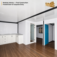 Casa Contenedor Modular Prefabricada Impermeable HeYing, Estructura Negra, Techo Inclinado, Diseño Moderno, Tamaño Personalizable, Hotel, Tienda, Villa