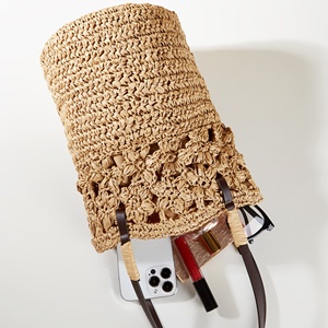 OEM High End Handmade Personalized Crochet Raffia Sac Bolsa Mujer <strong>Bucket</strong> Tote Shoulder Designer <strong>Women</strong> Straw <strong>Bag</strong> - Product Image 5