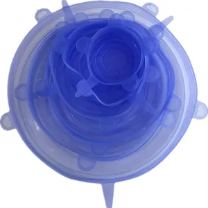 Penutup mangkuk silikon Universal bebas BPA tutup regang 6 ukuran berbeda penutup makanan silikon dapat digunakan kembali kualitas tinggi