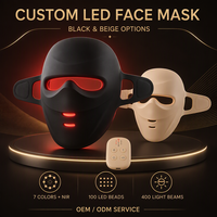 Masque facial LED sans fil 3D OEM à 7 couleurs pour thérapie NIR rouge, en silicone pour le visage entier