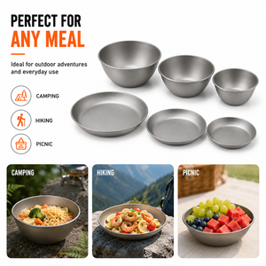 Customize Ultralight TA1 Titanium <b>Bowl</b> <b>Plate</b> Dish Set <b>Camping</b> Tableware Nesting Mess Kit Backpacking Hiking Outdoor Cooking - Product Image 6