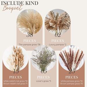 Ricco pacchetto personalizzato di Design colorato erba di pampa secca grande soffice naturale decorazione di nozze conservato pampa di fiori secchi erba - Product Image 4