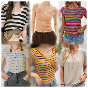 Ropa De Mujer De alta calidad Ventas De liquidación Top corto De punto Ropa usada Ropa De Mujer, Tops De punto De entrega aleatoria Ukay Bale - Product Image 5