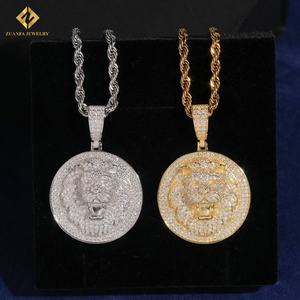 Nuevo Colgante de Cabeza de León Redonda con Diamantes de Moissanita VVS, Estilo Hip Hop, Plata 925, Joyería para Hombre - Product Image 6