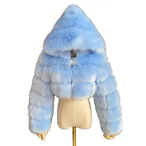 2023 Custom Women Fashion Coat Luxury Fur Winter Jacket Warm Fox Cropped Fur Coats