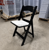 Chaise pliante en résine avec coussin d'assise interchangeable, coussin blanc, noir, rouge en option, chaise de location pour mariage, banquet, événement