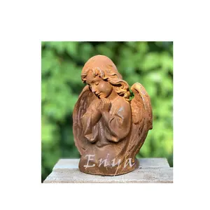 Statue Design Home Garden Decor Antique Cast Iron Praying Love Angel Fairy Figurine Statue Small Sculpture