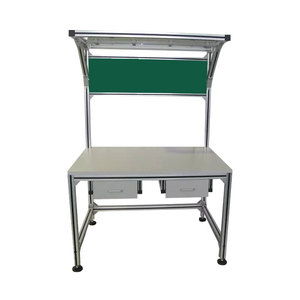 Banc de travail en aluminium sur mesure avec tiroirs et planche verte pour usage industriel - Product Image 1