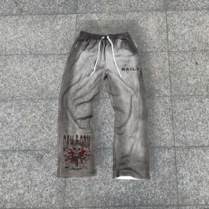 Pantalones Jogger Personalizados para Hombre, Estilo Retro, Lavado Desgastado, Bolsillos Laterales, Corte Holgado, Pierna Ancha - Product Image 1