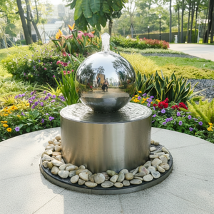 Grandes boules de <span class=keywords><strong>fontaine</strong></span> creuses en acier inoxydable, décoration paysagère extérieure, éclairage <span class=keywords><strong>solaire</strong></span>, design moderne, taille et couleur personnalisables - Product Image 4
