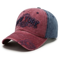 Topi Baseball 6 Panel Retro Distressed Vintage, Pinggiran Melengkung, Unisex, Dapat Disesuaikan, Efek Cuci Air, Topi Olahraga Luar Ruangan Pelindung Matahari