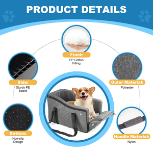 Siège auto portable de luxe pour animaux de compagnie en tissu Oxford imperméable avec lit de sécurité et commande centrale pour chiens - Product Image 5