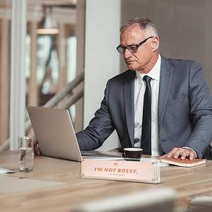 Targhetta con blocco in acrilico trasparente porta targhetta con nome da scrivania su entrambi i lati supporto per cartello da scrivania aziendale, fai da te il tuo nome personalizzato per la scrivania - Product Image 2