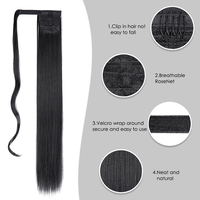 AliLeader Extensions de Cheveux Synthétiques Ombrés Raides de 34 Pouces à Clip pour Queue de Cheval à Enrouler pour Femmes