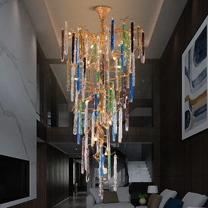 Lámpara de araña de cristal de lujo para sala de estar de villa, estilo arte y ambiente, modelo HM-GG-C-6014, con diseño de barco colgante. - Product Image 2