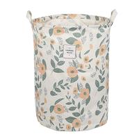 Panier à linge pliable, panier à linge avec poignées Panier à linge rond imperméable en coton et lin Impression Ménage Organiser