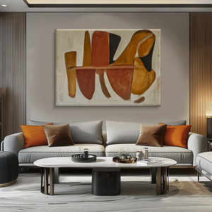 NGHỆ THUẬT Kết cấu trung tính cho phòng khách Boho tối giản tường nghệ thuật lớn màu nâu wabi-sabi tường nghệ thuật lớn màu nâu trừu tượng - Product Image 5