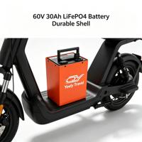 Paket Baterai Lithium Iron Phosphate LiFePO4 60V 30Ah/50Ah/100Ah dengan BMS Pintar Terintegrasi, Paket Sel Output Tinggi untuk Perjalanan Kota dan E-bike