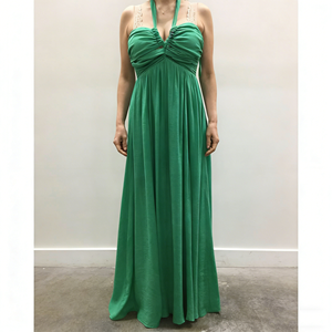 Vestido elegante de verano de alta calidad con cuello halter, nuevo, delgado, que estiliza la figura, falda larga. - Product Image 5