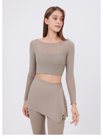 Ensemble de survêtement de sport pour femmes grande taille personnalisé, 2 en 1, t-shirts à manches longues en maille, leggings évasés à haute élasticité