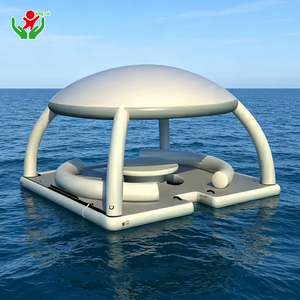 Bar flottant gonflable d'extérieur, comptoir de bar résistant aux UV avec toit de tente pour les stations balnéaires - Product Image 2