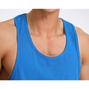 Customized Men's Sporty Gym Fitness Tank Top Spandex/Polyester <b>Blend</b> Quick Drying High Elastic Breathable O-Neck Vest - Product Image 2