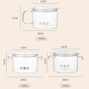Pentola in Vetro Borosilicato Trasparente Resistente al Calore con Coperchio in Plastica, per Uso su Fornello e Microonde - Product Image 6