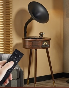 Gramophone rétro en bois Mvlody Factory, boîte à musique vintage antique, haut-parleur stéréo, tourne-disque, lecteur de disques vinyles, phonographe - Product Image 2