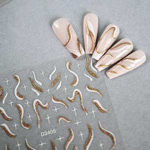 Autocollants Français 3D Métallique Paillettes Ligne Nail Art Adhésif Bande Incurvée Or <span class=keywords><strong>Argent</strong></span> Transfert Slider <span class=keywords><strong>Manucure</strong></span> Decal - Product Image 5