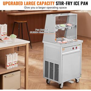 Machine à glace roulée commerciale Vevor 13,8x13,8 en acier inoxydable, une seule plaque, pour restaurant, food truck, hôtel - Product Image 4