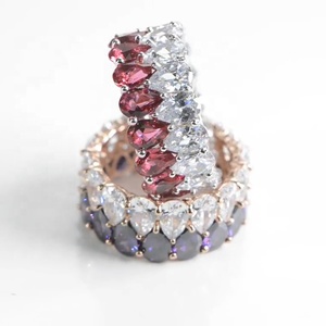 3A CZ fasce di fidanzamento mossinate anelli di fidanzamento in argento anelli di placcatura in oro bianco da sposa con zirconi per le donne - Product Image 3