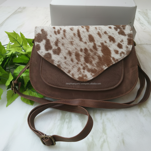 Bolso de piel de vaca natural Pelo occidental en cuero de piel de vaca Bolso bandolera Monedero multiusos - Product Image 1