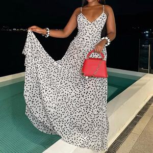 Vestidos de Mujer con Estampado de Puntos, sin Mangas, Cuello Halter y Cintura Alta, a la Moda - Product Image 1