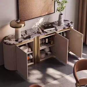 เครื่องใช้บนโต๊ะอาหารทำจากไม้สแตนเลสสีทองแบบทันสมัยหรูหราที่เก็บของข้างตู้หินอ่อนตู้เก็บเอกสารห้องรับประทานอาหาร - Product Image 6