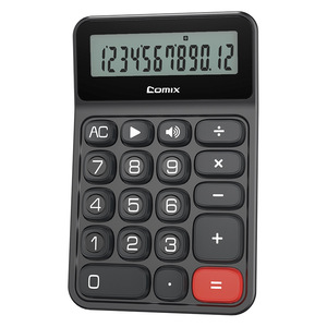 Calculatrice vocale Comix X3, 12 chiffres, grand écran, alimentée par batterie, plastique noir - Product Image 2