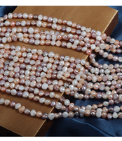 Perles baroques d'eau douce naturelles de qualité AA, 5-6 mm, couleur bonbon, brillantes des deux côtés, brin de 35 cm pour la fabrication de bijoux