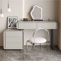 Ensemble de meubles de chambre à coucher moderne maquillage éclairé coiffeuse tabouret miroir mobilier de maison personnalisable bois de Guangdong