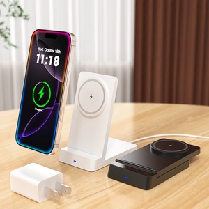 Support de chargeur sans fil magnétique en aluminium 15W/20W, pliable, station de charge rapide PD GaN, <span class=keywords><strong>USB</strong></span>-<span class=keywords><strong>C</strong></span>, protection contre la surchauffe/surtension - Product Image 2