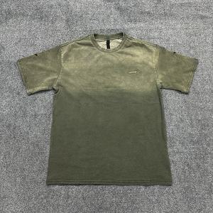 Wholesale <b>Tie</b>-<b>dye</b> Gradient Letter Embroidered Heavyweight <b>T</b>-<b>shirt</b> Printed Cotton Oversize <b>T</b>-<b>shirt</b> Drop Shoulder 260Gsm Tshirts - Product Image 3