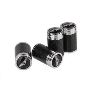 Ensemble de 4 bouchons de valve en fibre de carbone, bouchons de valve universels pour roues de voiture avec logo, en aluminium - Product Image 1