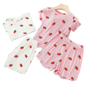 बच्चों की गर्मियों के दो टुकड़ा सेट बच्चों के लिए लड़कियों सेट छोटी लड़की पायजामा पायजामा सेट लड़की रात पोशाक गर्म पजामा