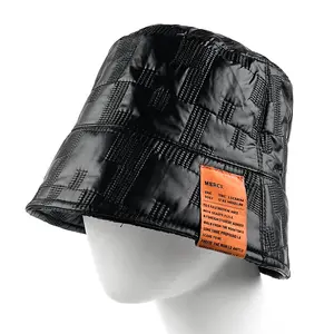 남성용 PU 블랙 버킷 캡 어부 모자 남성 유럽과 미국