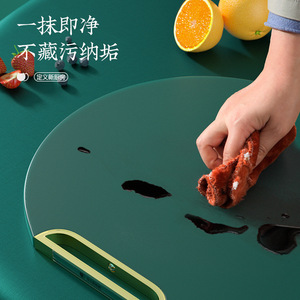 Green Round Double-Sided PE Cutting Board 32cm Non-Slip Kitchen Chopping Board For Vegetables And Fruits - Product Image 2