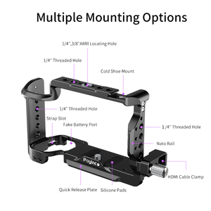 Kit de cage pour appareil photo en alliage d'aluminium avec poignée supérieure, poignée latérale en bois, griffe froide et rail NATO pour Sony <span class=keywords><strong>ZV</strong></span>-<span class=keywords><strong>E1</strong></span> - Product Image 2
