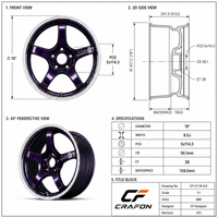 Jantes forgées CF 18 19 pouces 5x114.3 PCD 56.1 CB pour voitures particulières, compatibles avec WRX VA VB, finition or classique, jantes JDM