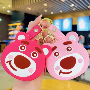 Creative Soft Silicone Wallet Key Ring With Wrist Strap Cartoon Toy Story Lot so Bear Coin Purse Key Chain Bag Accessories Gifts