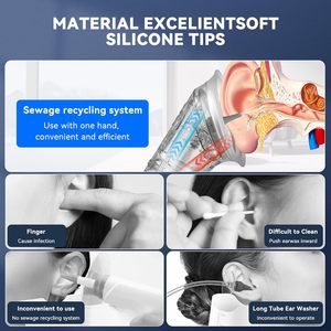 Electric <b>Ear</b> Cleaner Portable <b>Ear</b> Wax Removal <b>Tool</b> with <b>Clean</b> Water Waste Water Separation Design - Product Image 4