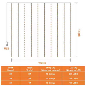 Guirnalda de Luces LED Decorativas con Control Remoto USB para Uso en Interiores y Exteriores, Guirnalda para Bodas, Luces de Cortina Navideñas - Product Image 3